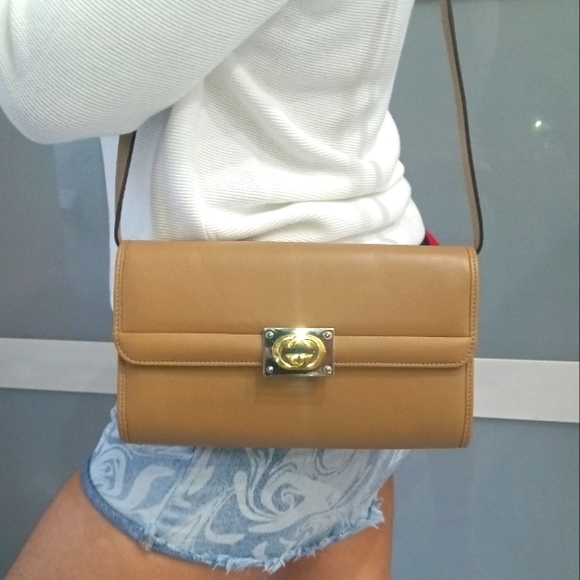 NEW! GUCCI MATISSE LEATHER BAG SOFT LEATHER BEIGE CLAIRE SILVER/GOLD GG LOCK - Picture 5 of 16